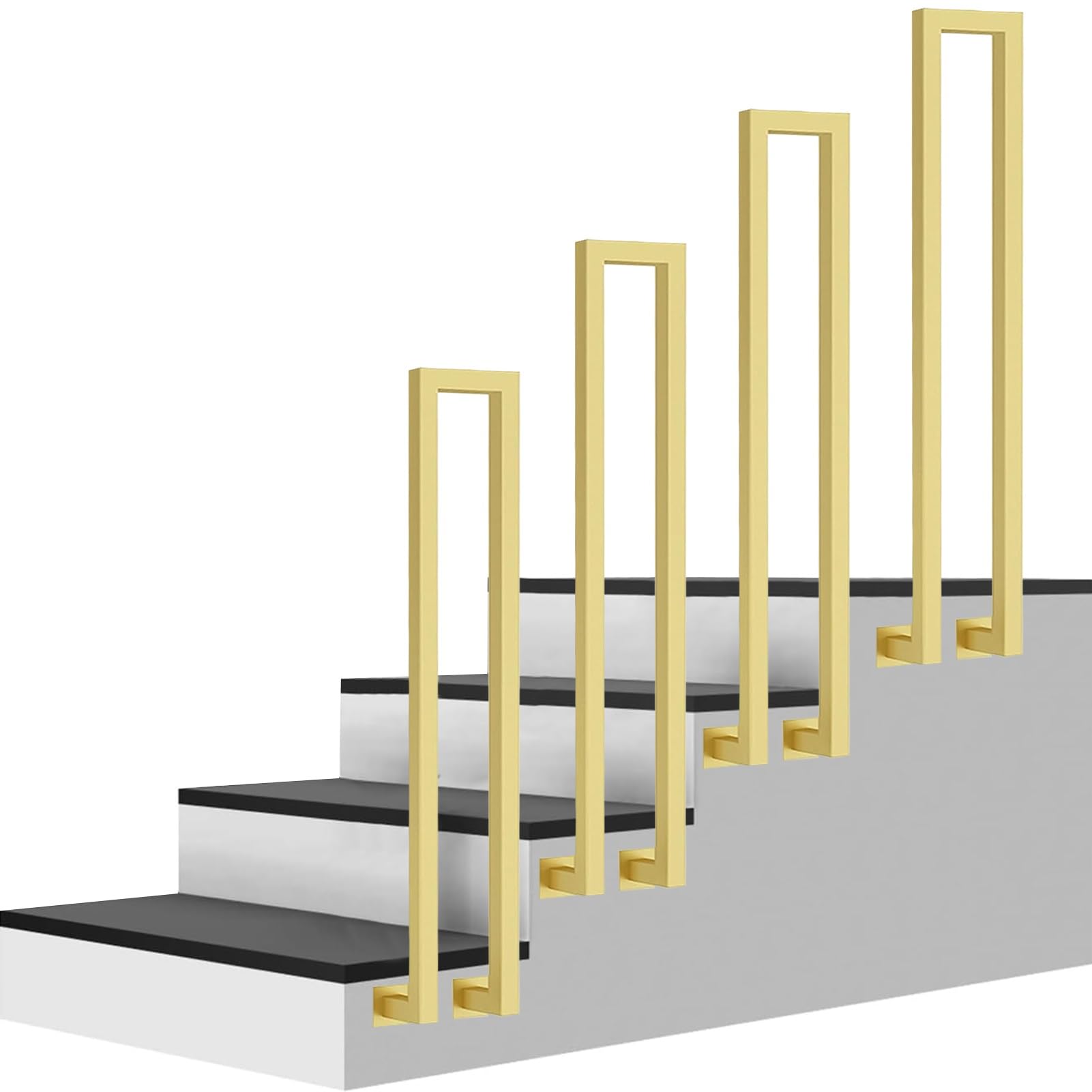 Rampe d'escalier en U en tube carré de 35 à 100 cm garde-corps noir en fer forgé