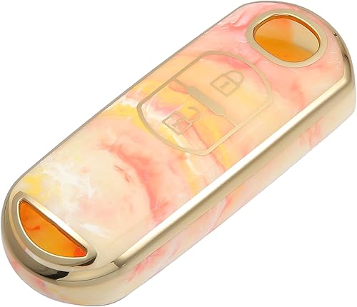 Miniatura 8 de VekAuto Funda para llavero compatible con Mazda CX-3 CX-4, patrón de porcelana de 2 botones, a la moda, suave, TPU gris, control remoto, sin llave,