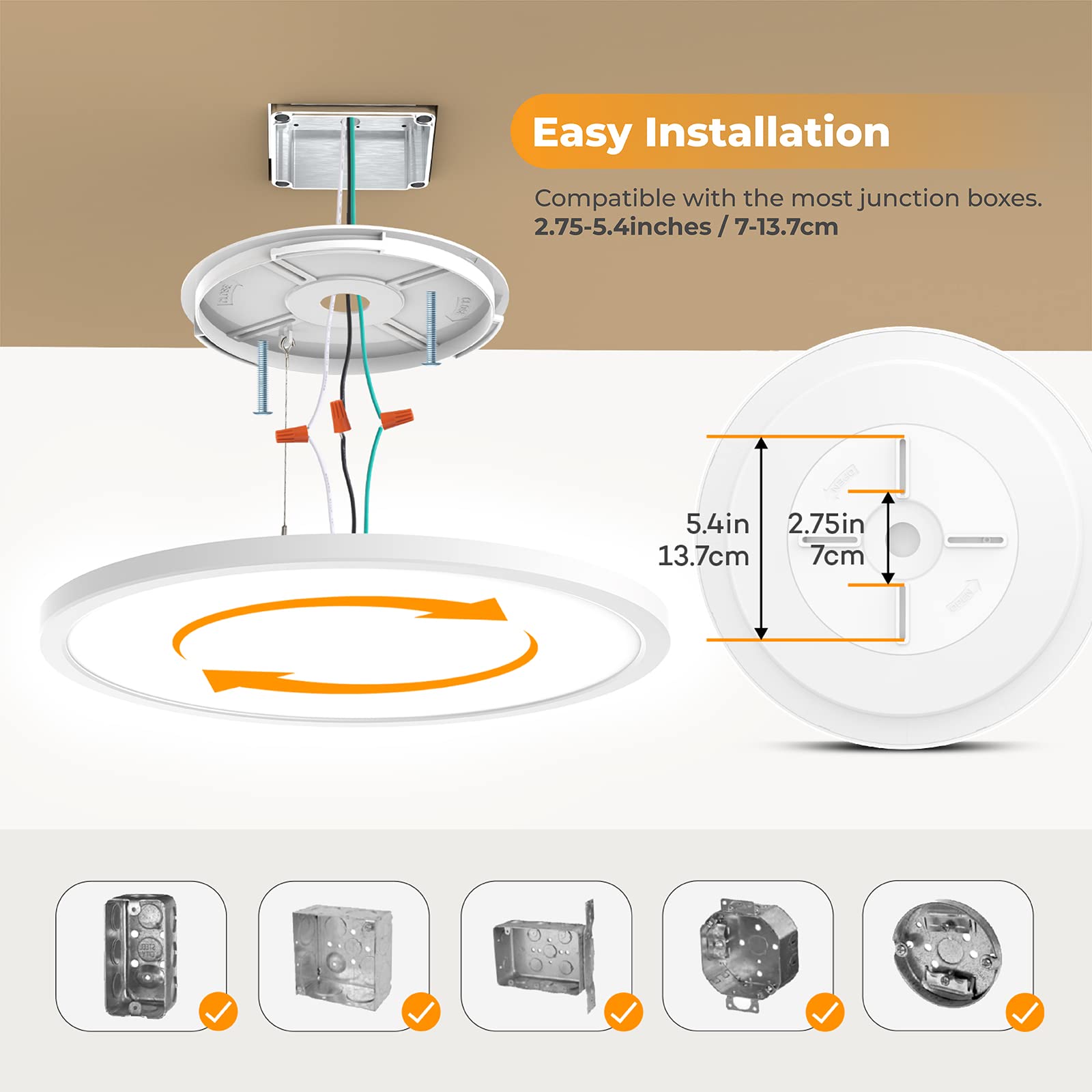 BLNAN LED Flush Mount Ceiling Light with Remote Control, 15.4 Inch 36W ...