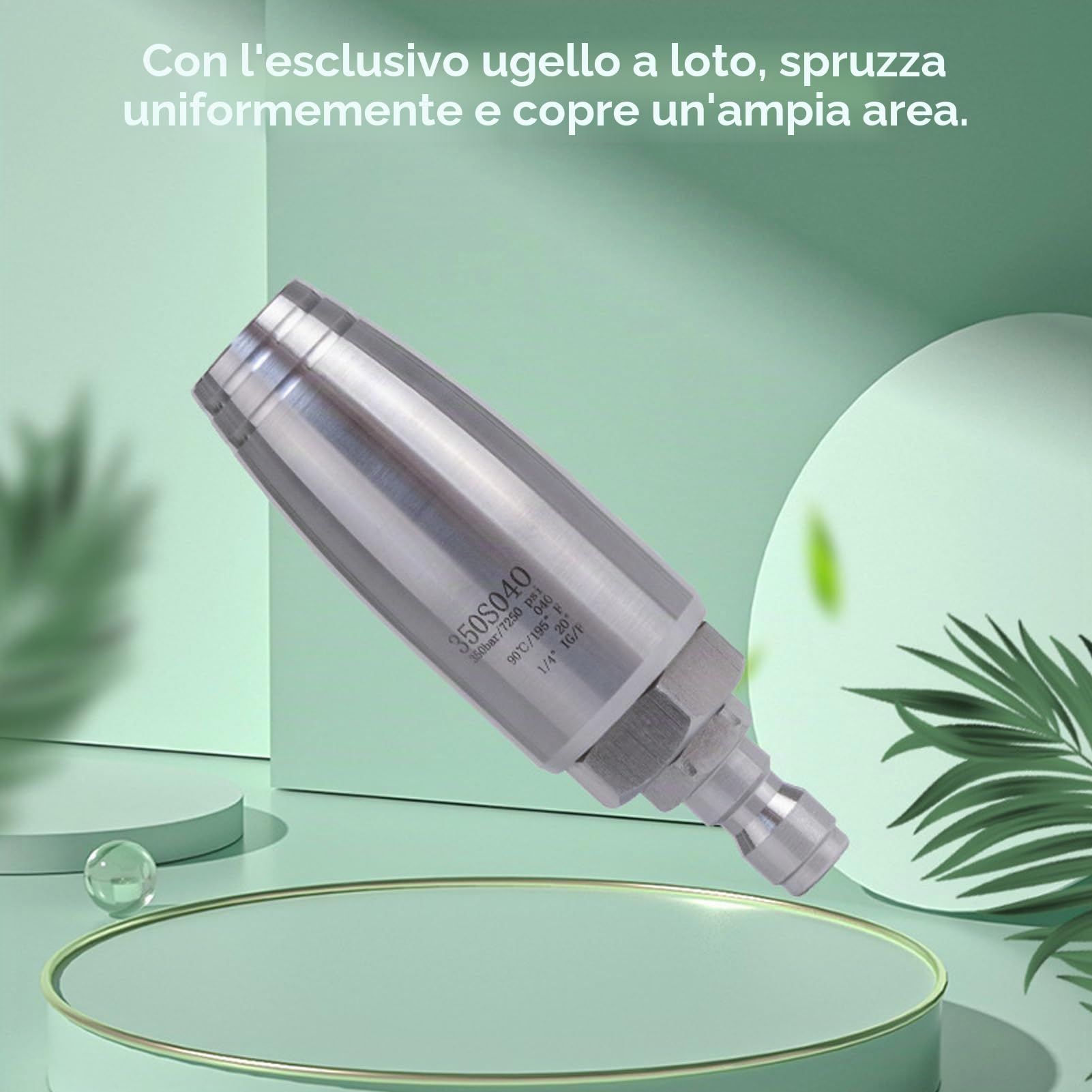 Dpofirs Ugello Rotante Ad Alta Pressione, Ugello Turbo Rotante per Idropulitrice, 350 Bar, Acciaio Inossidabile, Connettore Rapido da 1/4 di Pollice, Kit Punte per Ugelli di Spruzzo, per
