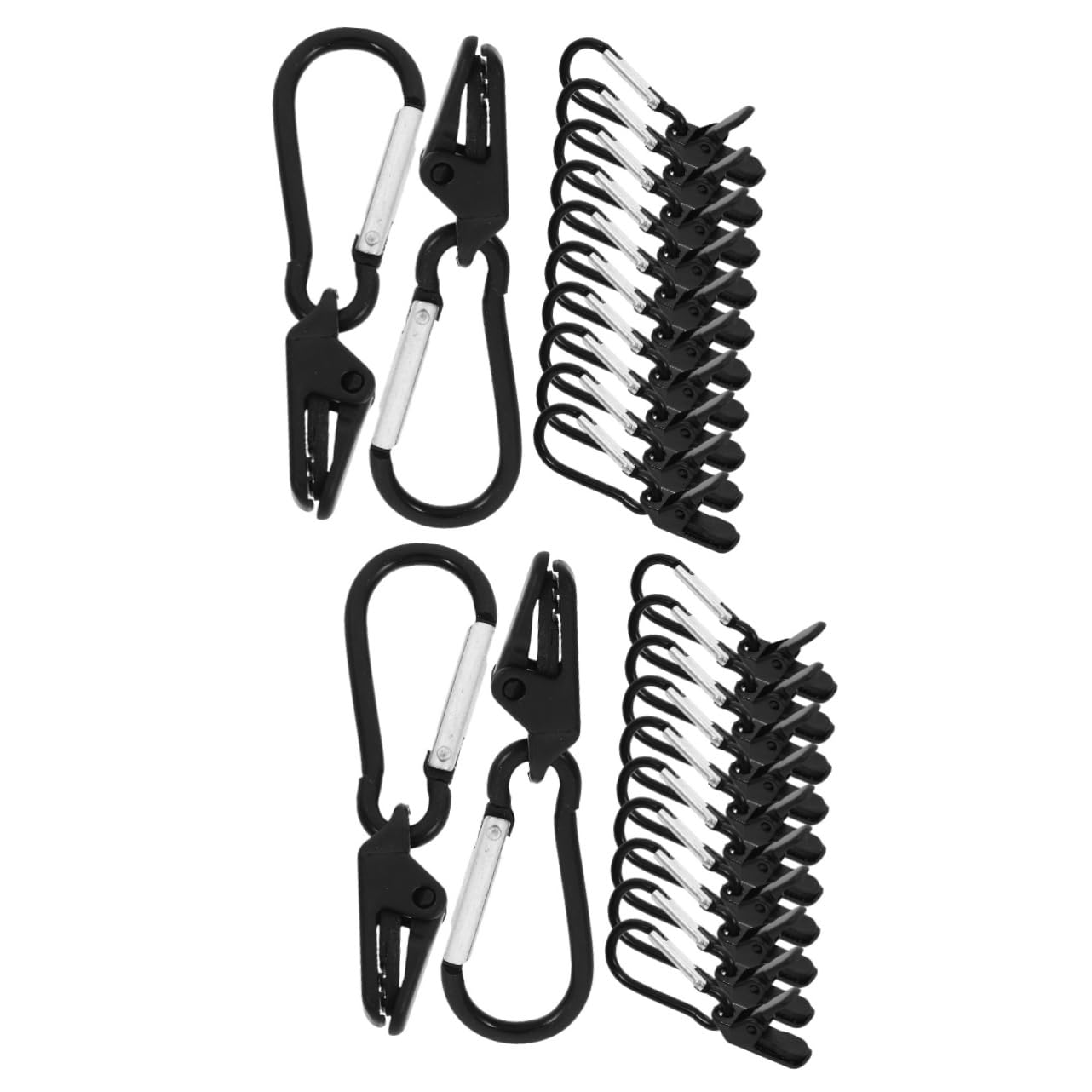 Happyyami 2sets Camping Tarp Clips Lightweight Portable Tarp Tie Down Clips Carabiner for Easy Attachment 12pcs*2