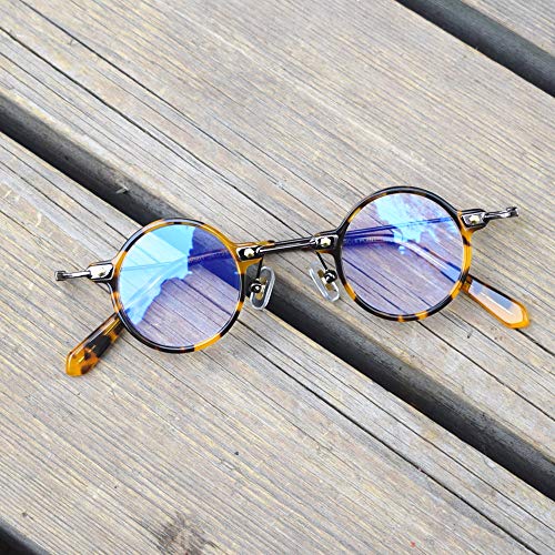 Image of Blue Light Blocking Glasses Computer Game Vintage Small Round Acetate Eyeglasses Frames