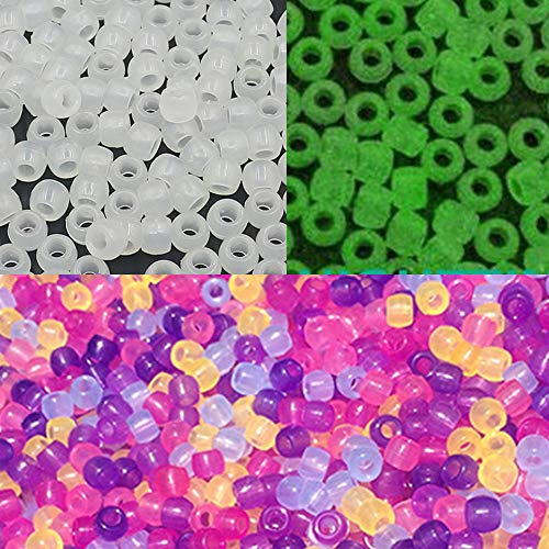 Trasfit 550 Pieces UV Beads Multi Color Changing UV Reactive Plastic Pony Beads, Glows in The Dark, Fun for Jewelry/Bracelets Making (6-8mm)