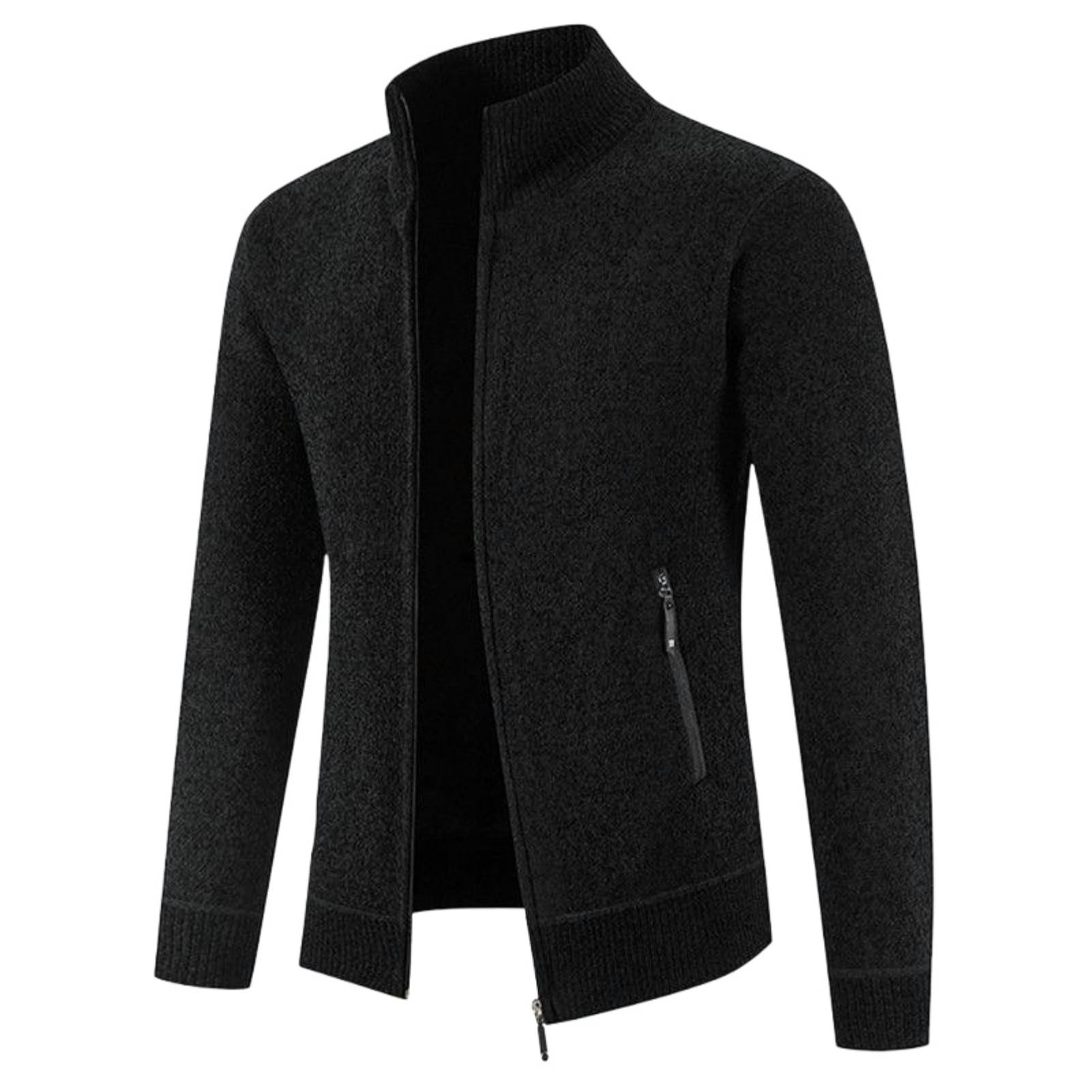 Cárdigan de punto holgado para hombre con bolsillo con cremallera funcional 5