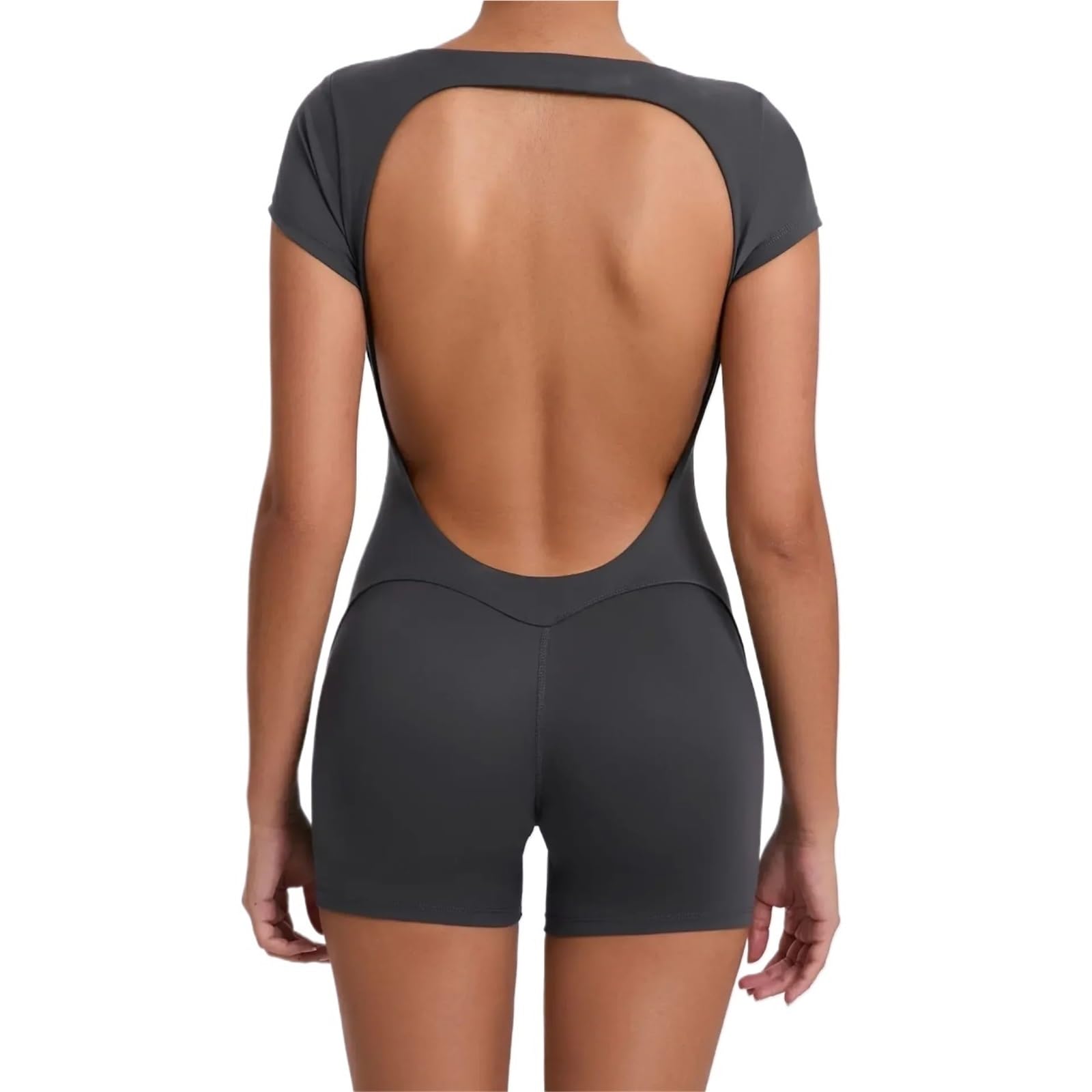 Combinaison De Yoga Une PièCe Combinaisons de Yoga sans Couture, Sport, Fitness, Levage des Hanches, Manches Courtes, Dos Nu, Une pièce, Leggings de Gymnastique, survêtement(Gray2,S)