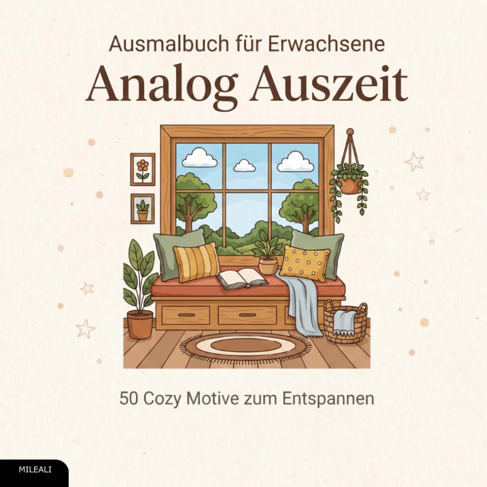 Ausmalbuch für Erwachsene – Analog Auszeit: 50 Cozy Motive zum Entspannen