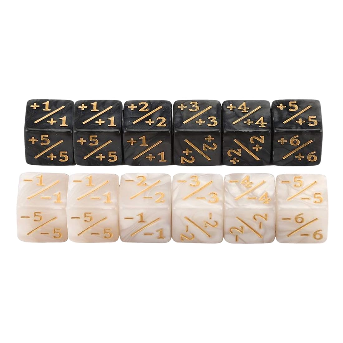 12 Würfelzähler, Kartenspielzubehör, Wertwürfel, Treuewürfel (Perlschwarz + Perlweiß)