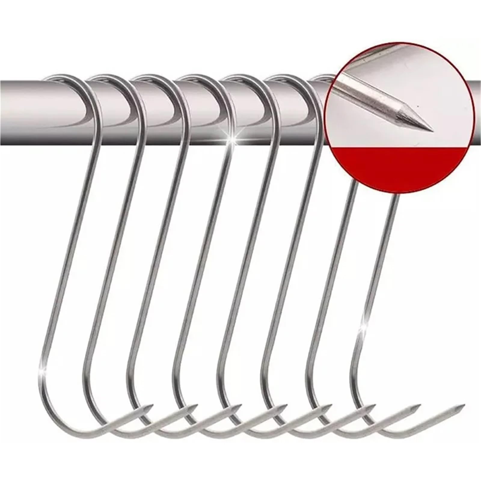 100 ganchos de acero inoxidable for carne, ideales for colgar, descuartizar, ahumar, asar y a la parrilla para Procesamiento de Carne
