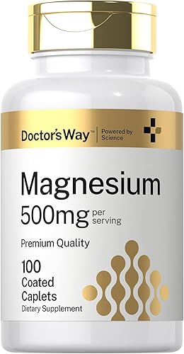 Doctor's Way Suplemento de magnesio de 500 mg  100 cápsulas recubiertas  Óxido de magnesio  Vegetariano, sin OMG, sin gluten