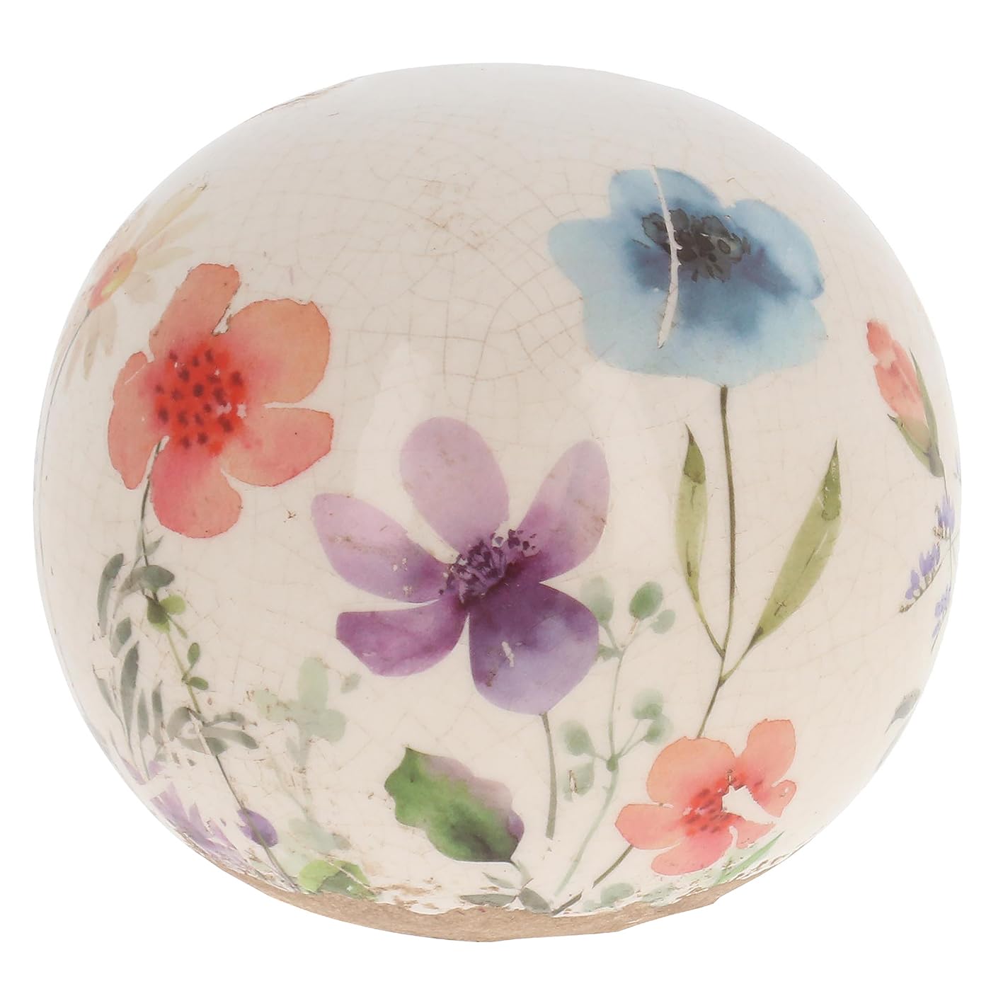 Shudehill Giftware Cottage Garden Collection Floral Ball Ornament, Ceramic, Decorative Home Décor