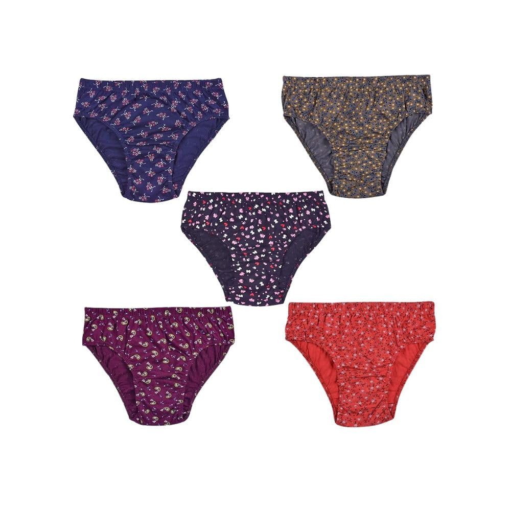 lilslim RIA(IE) Women's Briefs | Full Coverage, 100% Super Soft Cotton, Hosiery, Mid Waist | Inner Elastic Waistband | Panties | Floral Print (Pack of 5) (Multicolor)-picture-40