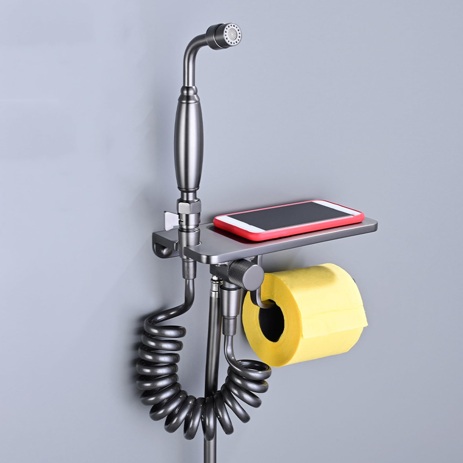 Pulvérisateur de Bidet À Main Sortie D'Eau À Double Mode Douchette Toilette Intime Reglable pour L'Hygiène Personnelle Gris