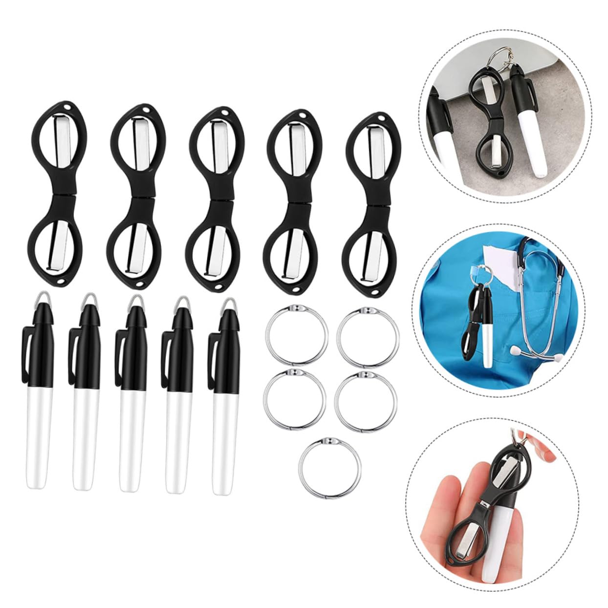 NUOBESTY 2sätze Pen Scissor Kit Teiliges Mit Faltbaren Scheren Und Markierungsstiften Für Ergonomisches Design Für Büro Und Schule