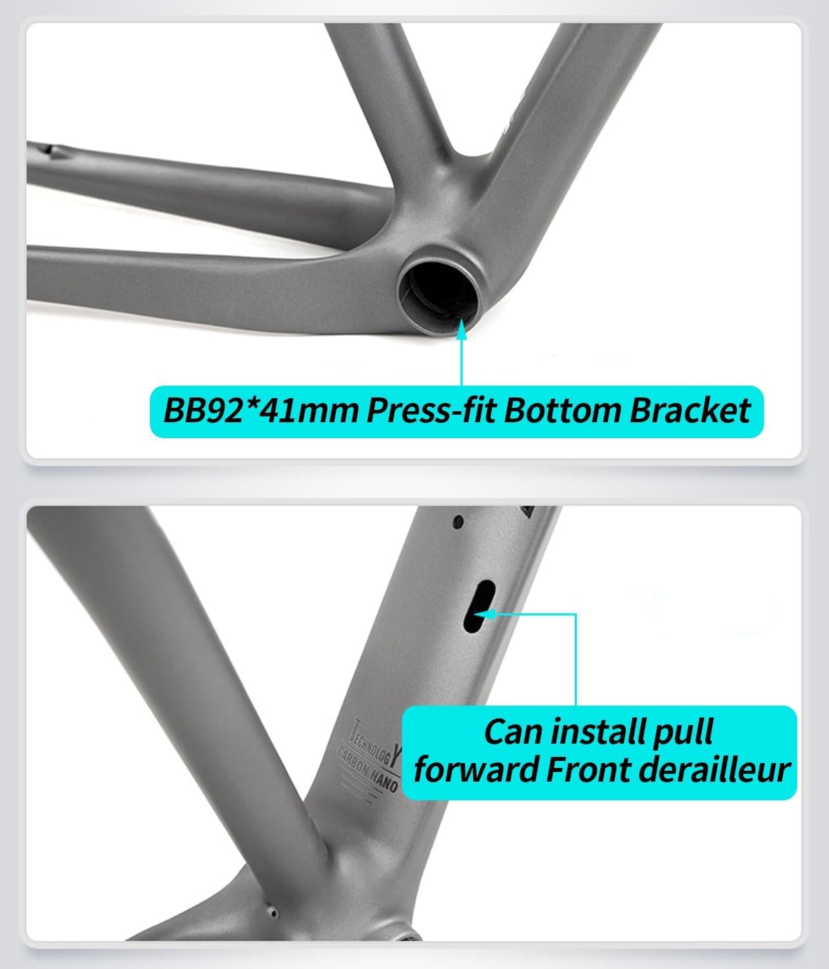 27.5er 29er XC Hardtail Mountain Bike Frame 15/17/19in Carbon Fibre Disc Brake Frame 135mm Quick Release Cyclocross Bike Frame BB92*41mm(White,29 * 15")