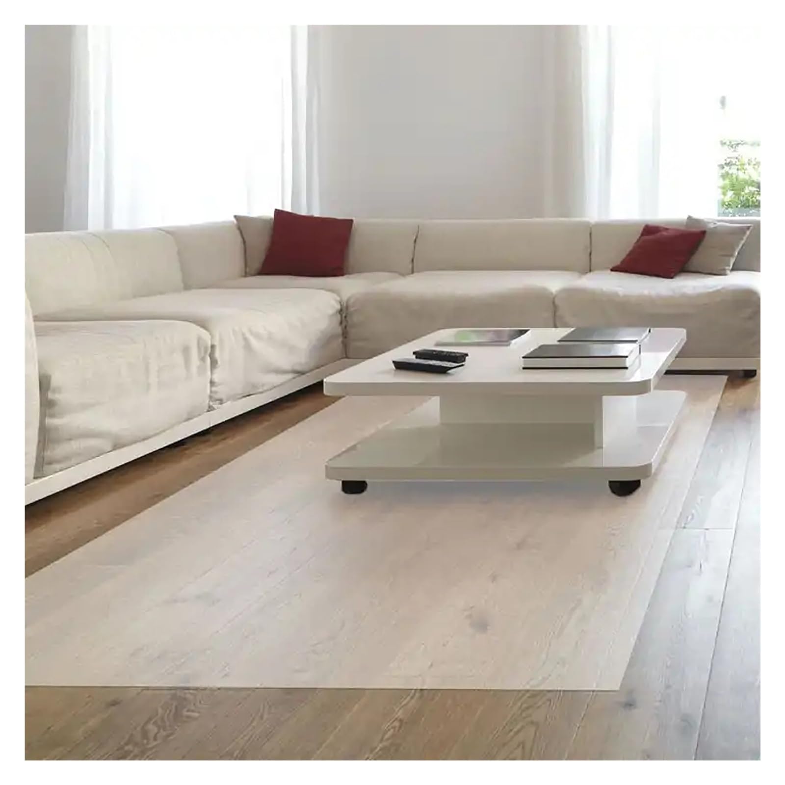 Clear Plastic Area Rugs for Living Room/Bedroom/Kitchen, Waterproof Non-Slip Carpet Protector Transparent Floor Mat, 2mm Thick, Cuttable (Size : WxL 5x13ft/153x397cm)