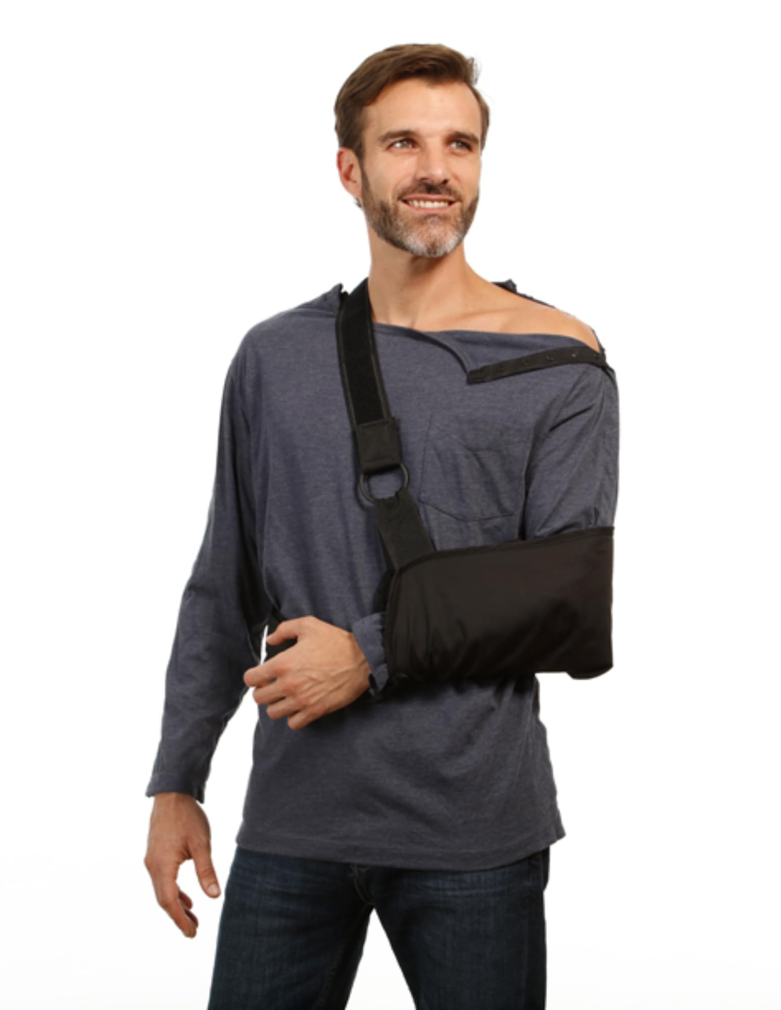 MAI Post-Shirts für Schulteroperationen, hochwertig, einfache Druckknöpfe an den Seiten und volle Armöffnung, langärmeliges Herrenhemd