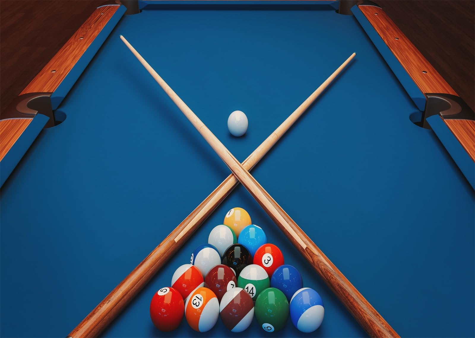 12x8FT Tavolo Biliardo Blu con Palline Sfondo Fotografico