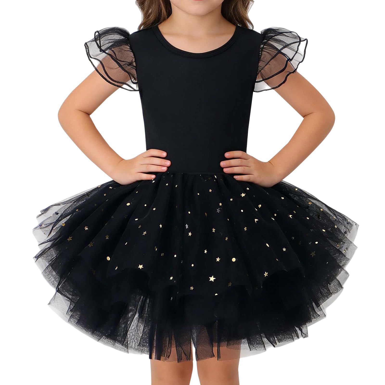 Vestido de ballet para niñas, vestido de ballet brillante, de malla, tutú con volantes, sin mangas, para verano, casual, fiesta, gimnasia, danza