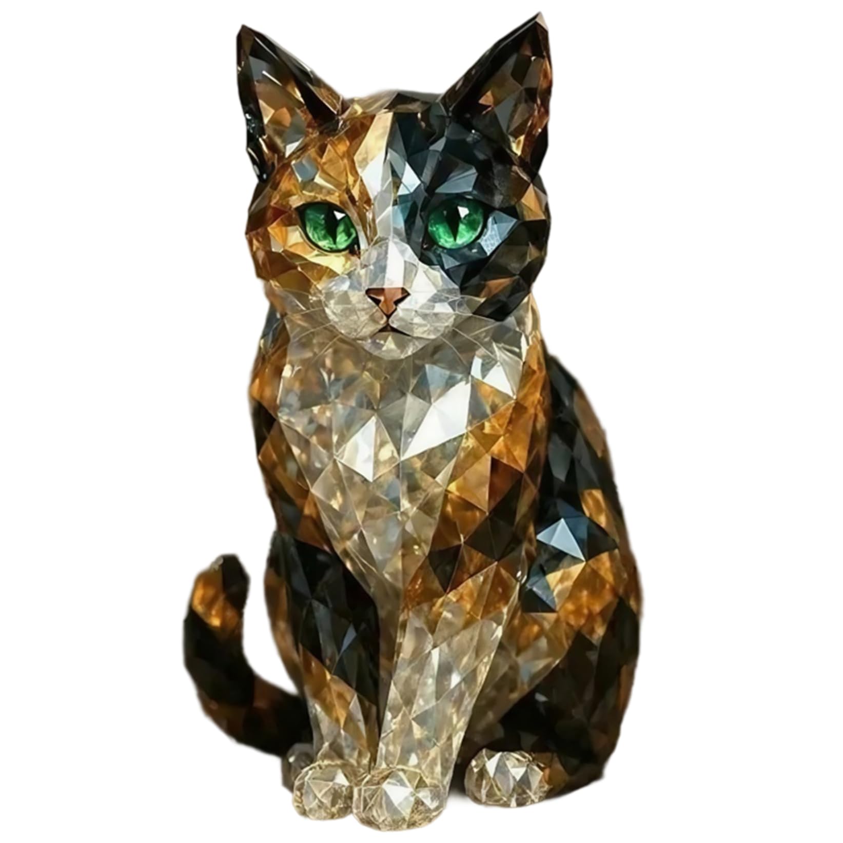 NASSMOSSE Crystal Cat Figurine, Resin Cat Statue, Crystal Animal Sculptures, Realistic Animal Figurines for Home Decor Living Room, Office & Collections