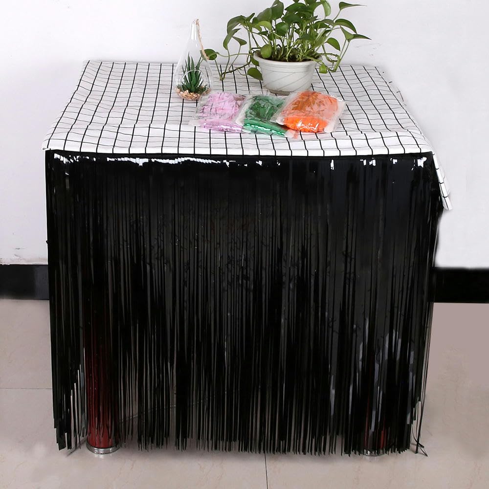 275 x 75 cm 10 szt. Różowa metaliczna frędzle frędzle brokatowe spódnice na stół folia blichtr spódnica na stół girlanda Tutu spódnica kwiatowa Baby Shower Hawajska spódnica na stół