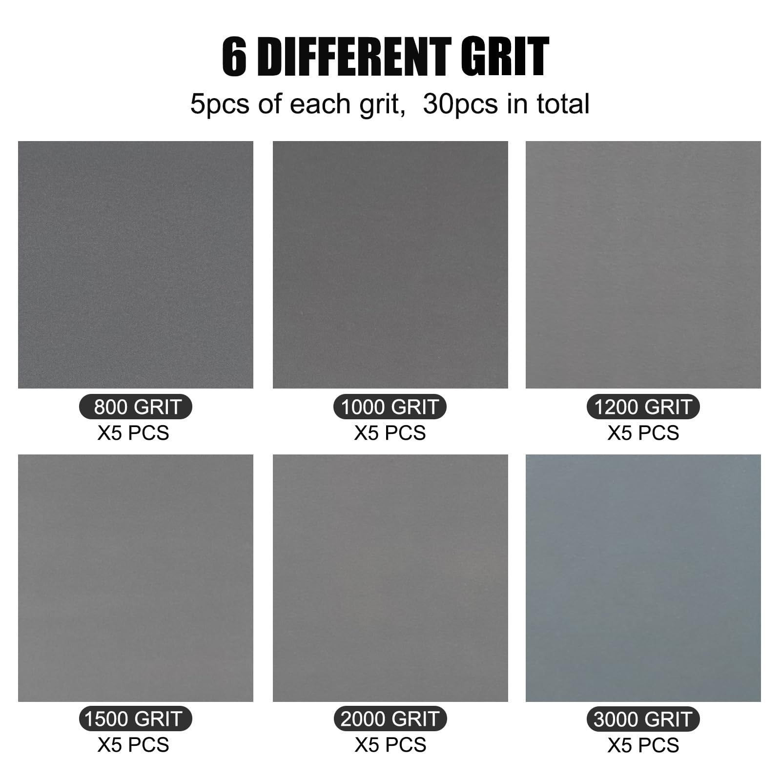 30-Pack Half Sheet Sandpaper Assortment – Wet & Dry Sanding Sheets, 5.5 X 9 Inches, 80-600 Grit For Power Sanders & Hand Blocks