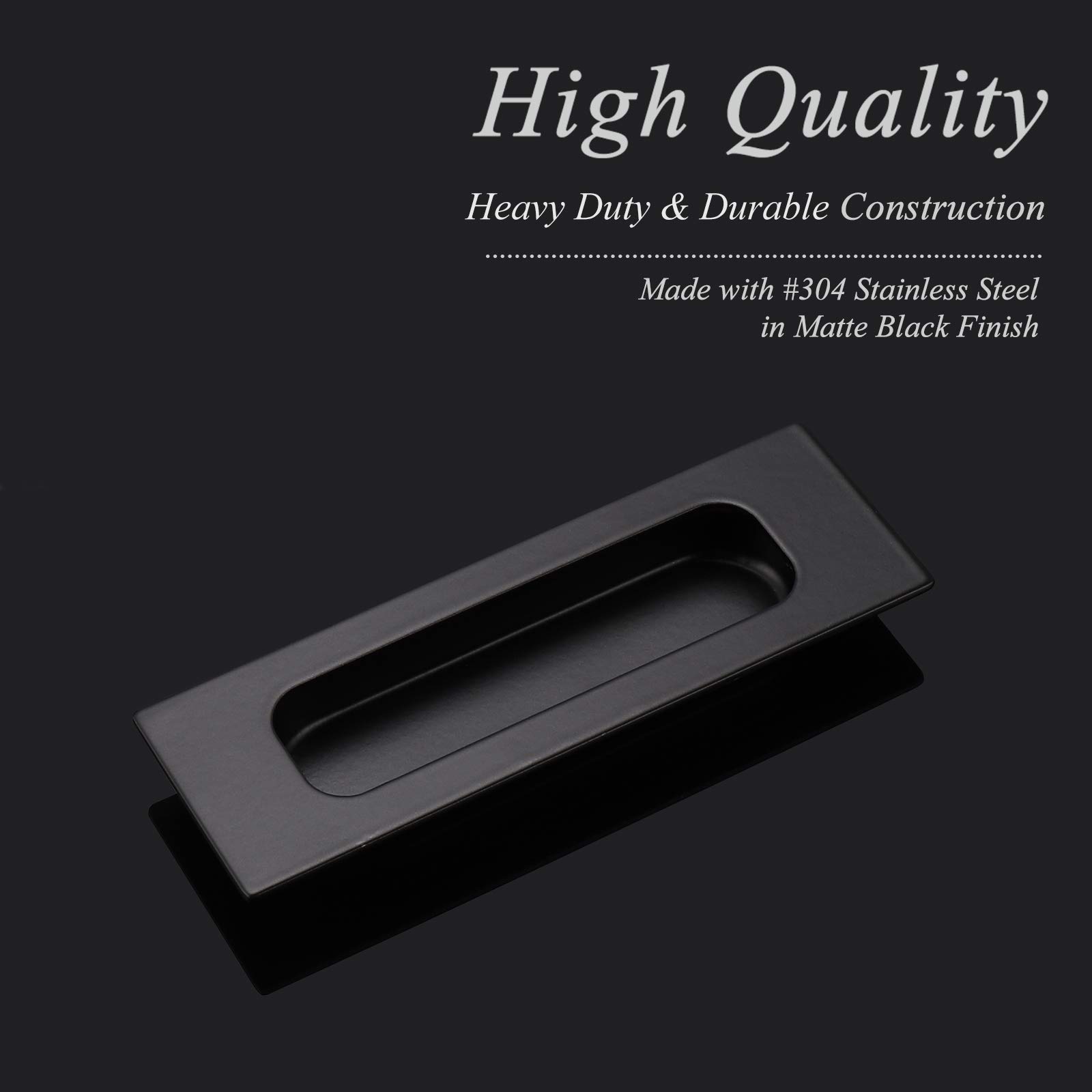 (2 Pack)Probrico Black Sliding Door Pulls Rectangular Flush Finger
