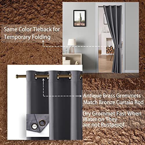 Thermal Insulated Door Curtains for Doorway Divider,Privacy Covering Blackout Winter Draft Cover Light Blocking Soundproof Curtain for Bedroom Closet/Sliding Glass Patio/Hallway,80 In Length,Grey/Gray - Image 3