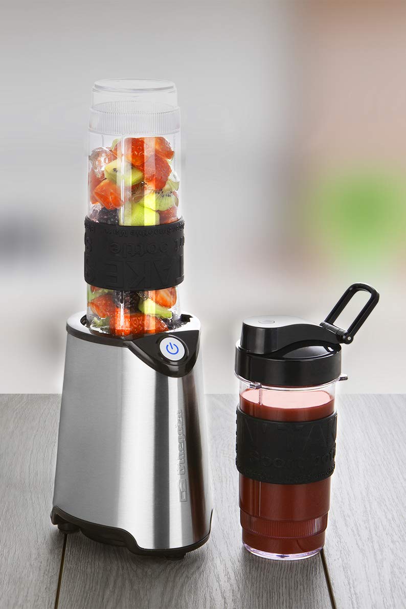Orbegozo BV 7500 – Batidora Blend & Go, cuchilla de titanio, dos vasos, pica hielo, recoge cables, libre de BPA, 300 W