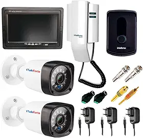 Kit Porteiro Intelbras IPR8010 com 02 Câmeras Infravermelho e Tela Monitor 7' LCD Colorido