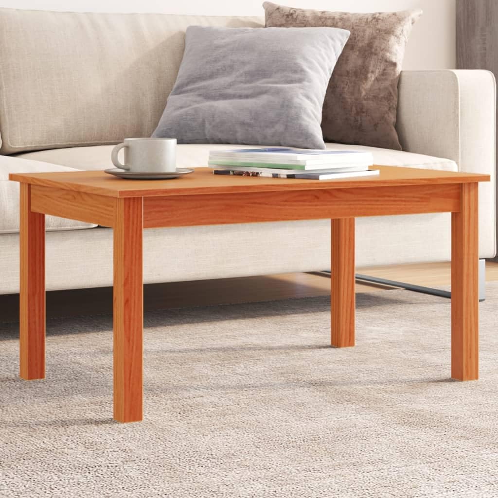 Homgoday Tavolino da caffè marrone cera 80 x 50 x 40 cm in legno di pino massiccio, tavolino da tè per soggiorno, sala d'accoglienza degli ospiti, camera da letto e ufficio