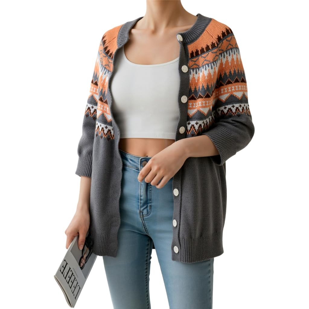 TIAFORD Womens Fall Winter Retro Cozy Knit Sweater Cardigans 2025 Trendy Patterns Long Sleeve Cold-Weather Outerwear