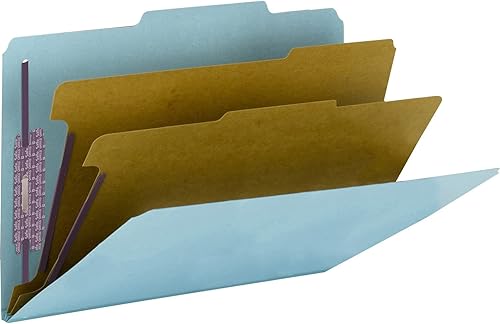 Smead Carpeta de clasificación PressGuard con sujetadores SafeSHIELD, 2 divisores, expansión de 2 pulgadas, tamaño legal, azul, 10 por caja (19204)
