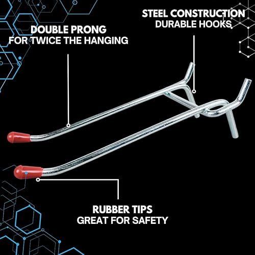Miniatura 5 de ToolUSA Cola de milano (4 unidades) Ganchos de doble punta de 4 pulgadas  Acero galvanizado  Puntas de seguridad rojas  Perfecto para tableros de