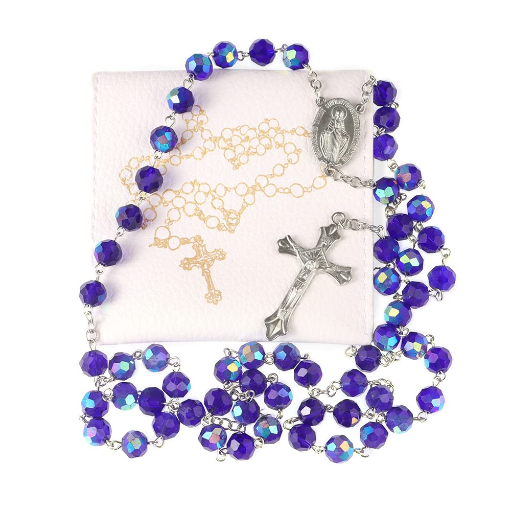 Prayer Beads Blue Crystal Rosary Beads WHLHMKWHLHMK Rosary Beads