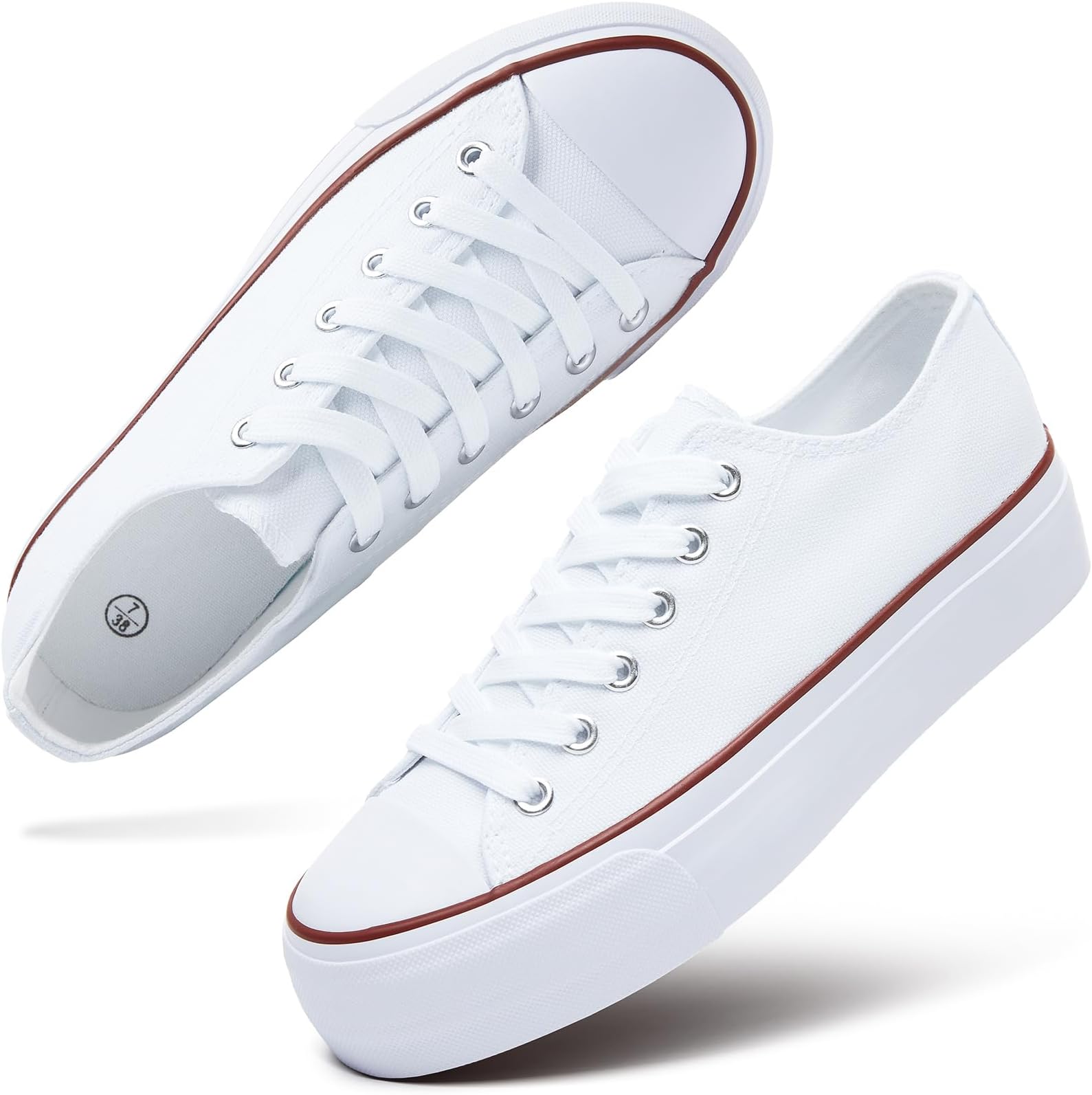 hash bubbie Womens Platform Shoes White Platform Sneakers Black Low Top Tennis Shoes Lace up Fashion Canvas Sneakers for Girls