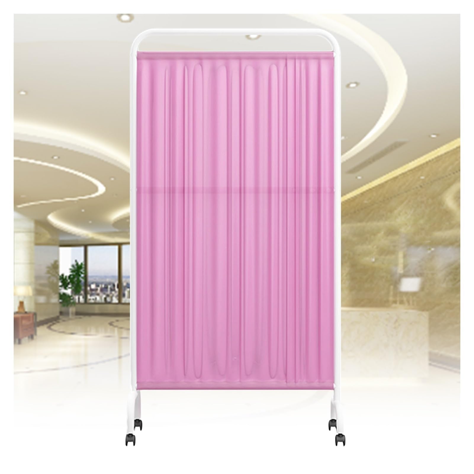 Paravent médical pour salle d'examen réglable séparateur mobile pliable rose 1,8m