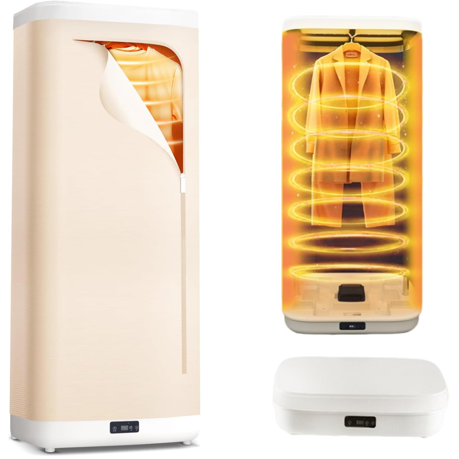 1000W Secadora Portátil, Secadora de Ropa Eléctrica, Minisecadora de ropa, calefacción PTC e indicador LED con temporizador de 0 – 5H, esterilización UV, para Dormitorios, Apartamentos