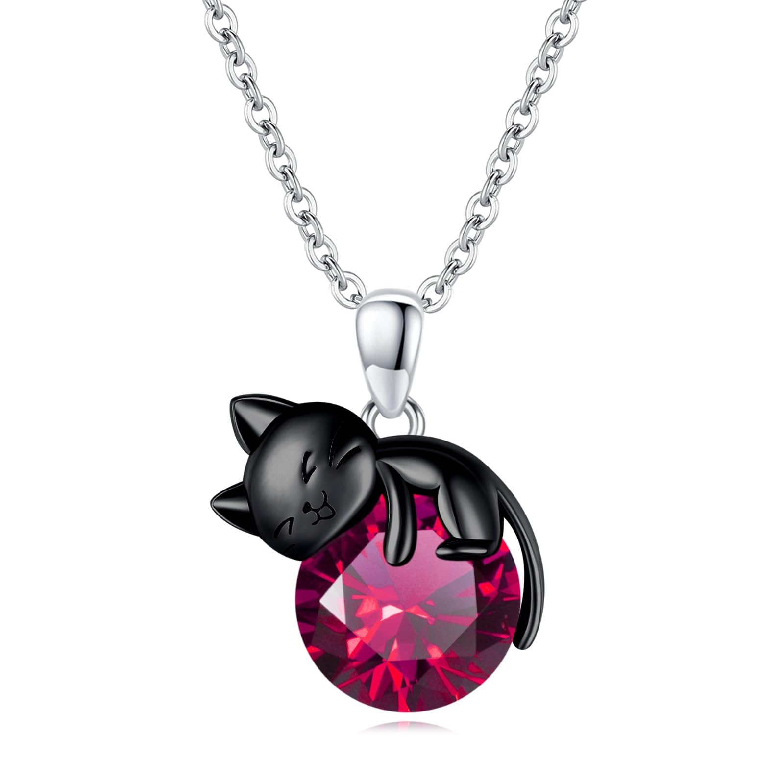Vadmans Gatto Nero Collana in Argento Sterling Gatto Ciondolo di Pietra Portafortuna Gioielli per Donne Amanti dei Gatti Regali