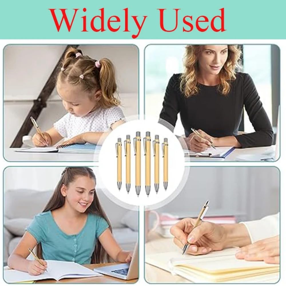 Bolígrafos retráctiles de madera de bambú personalizados, bolígrafos de tinta negra grabados, con nombre personalizado, logotipo para regalos, escritura, suministros escolares de oficina (100