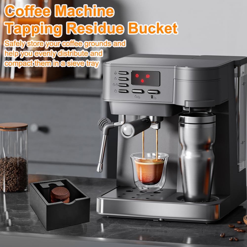 Abklopfbehälter für Siebträger - Abschlagbehälter für Siebträger, Espresso Knock Box für Kaffeesatz, ABS Kaffee Klopfbox Barista Zubehör, Kaffeesatz Abschlagbehälter für Kaffee Zubehör (Schwarz)