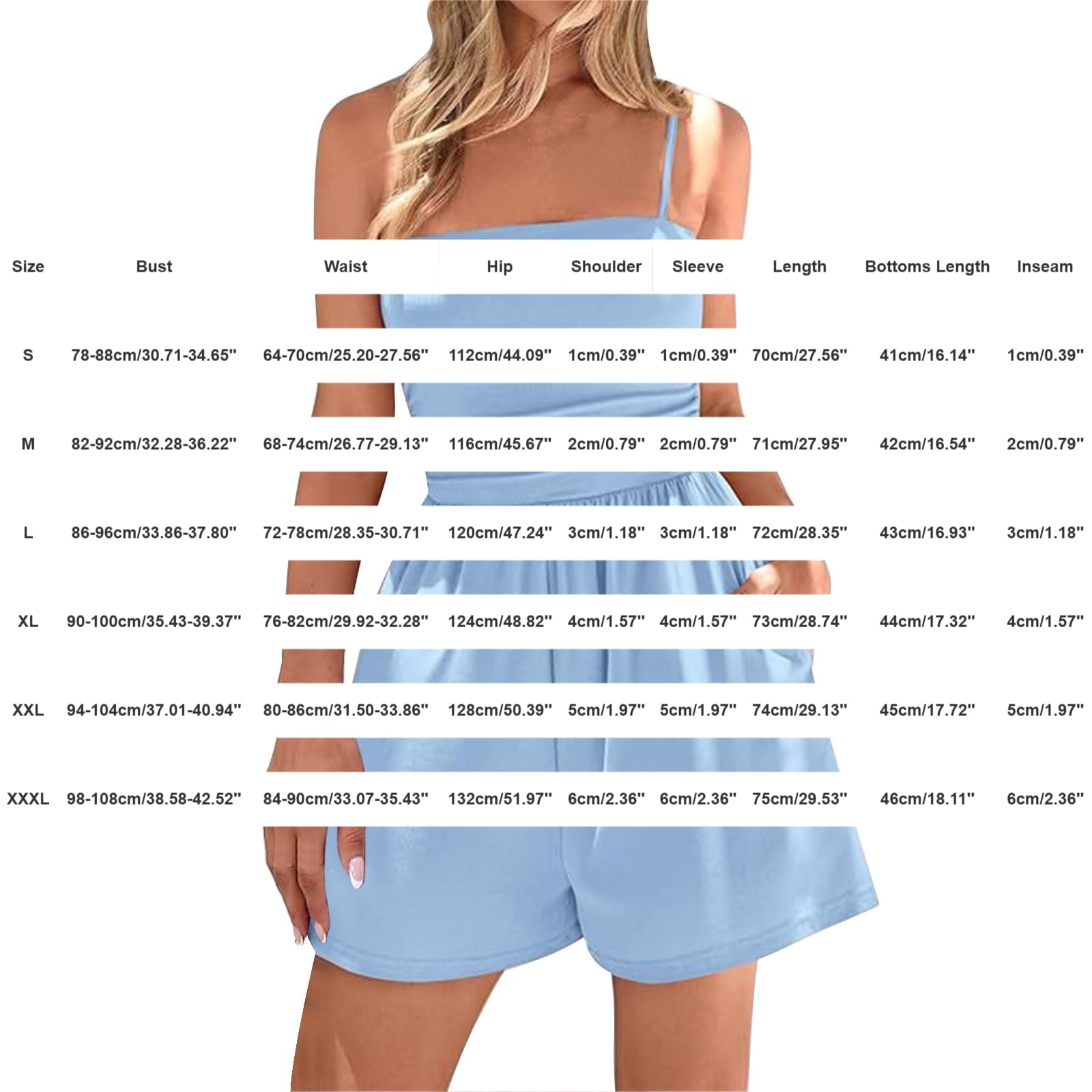 Tuta corta estiva da donna, con spalline sottili, senza maniche, monopezzo | Tuta intera a gamba larga, tinta unita, con tasche, effetto avvolgente, con bretelle, casual, in mussola per le vacanze