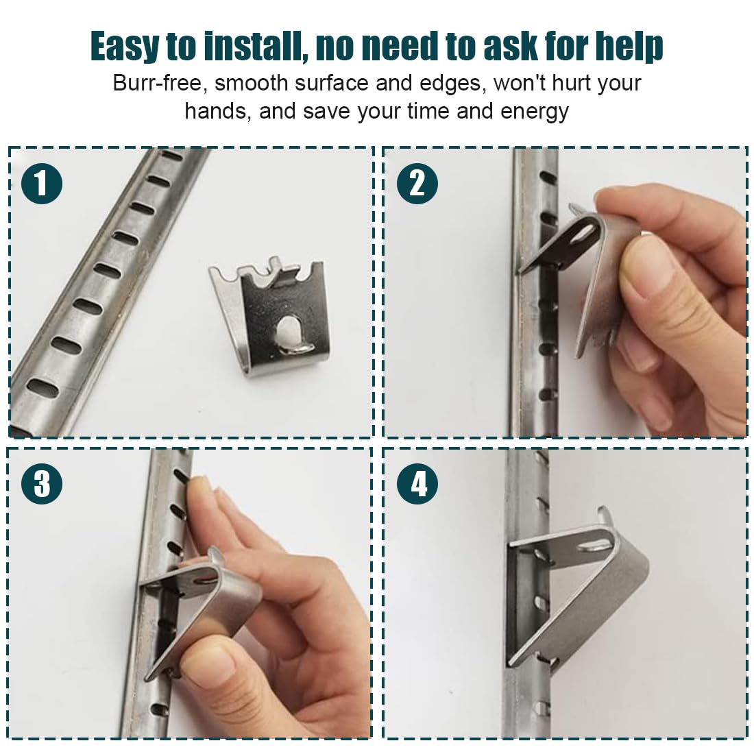 LWZko 10 Pezzi Clip Mensole Frigorifere, Clip per Congelatore Acciaio Inossidabile, 1,5 mm Addensare Durevole Dell'Acciaio Inossidabile 304 Staffe Congelatore per Frigorifero, Congelatore (Argento