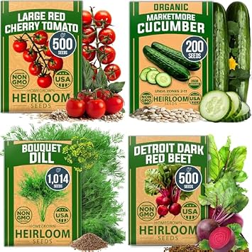 HOME GROWN Vegetable & Herb Garden Seed Kit 4-Piece Set with Dill, Beets, Cherry Tomatoes, Cucumbers