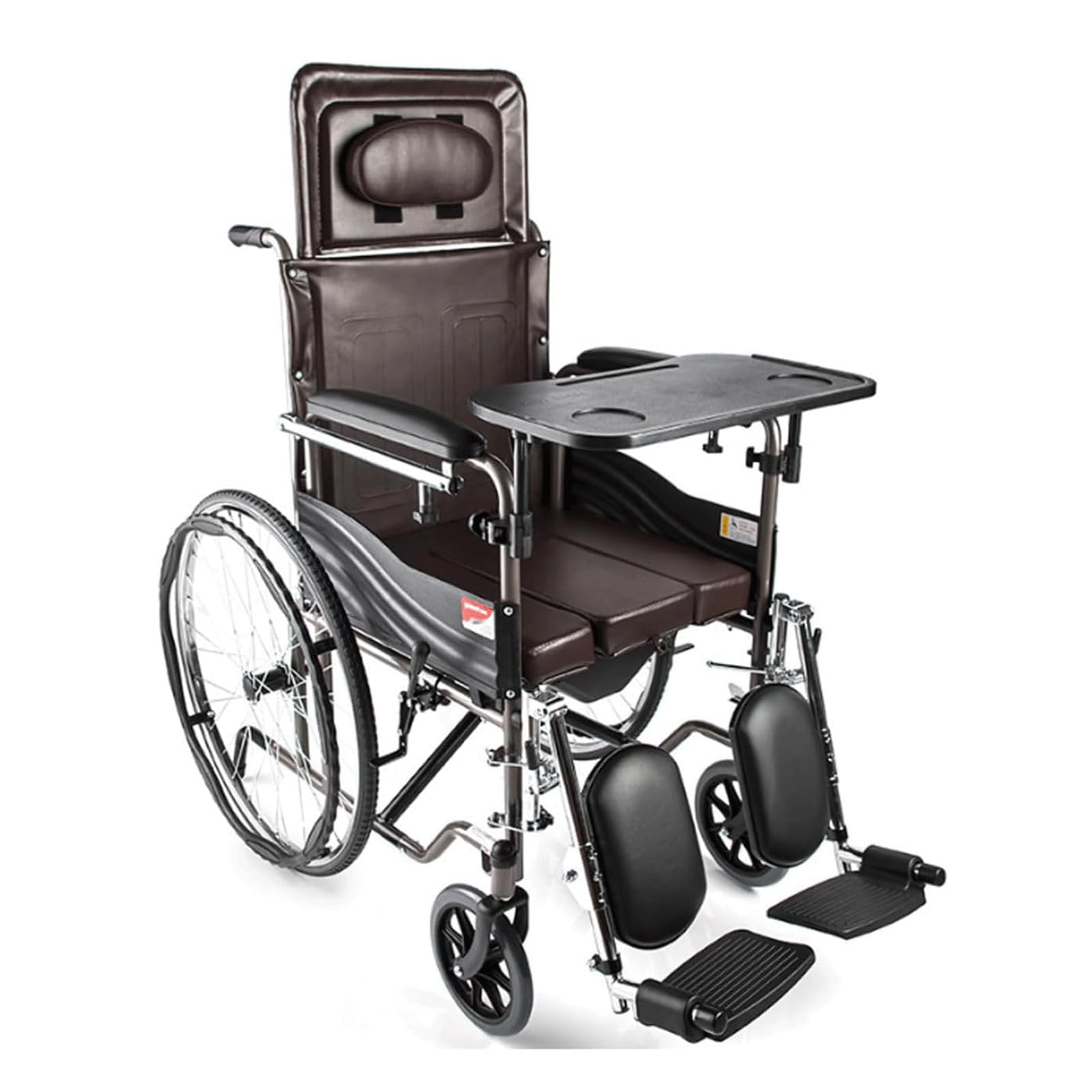 Silla de Ruedas Silla de Ruedas reclinable, Silla de Ruedas Manual Ligera con Mesa de Comedor, Silla de baño, cómoda, Silla de Ducha de baño de Acero Portátil