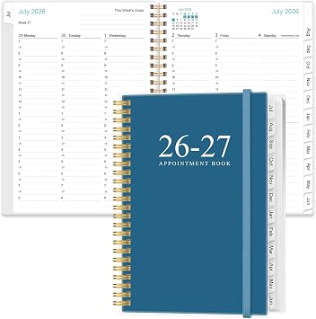 2026-2027 Appointment Book & Planner - 2026-2027 Daily Hourly Planner from July 2026 - June 2027, Weekly Appointment Book with 30-Minute Interval, Medium 6.4" x 8.5", Dark Blue