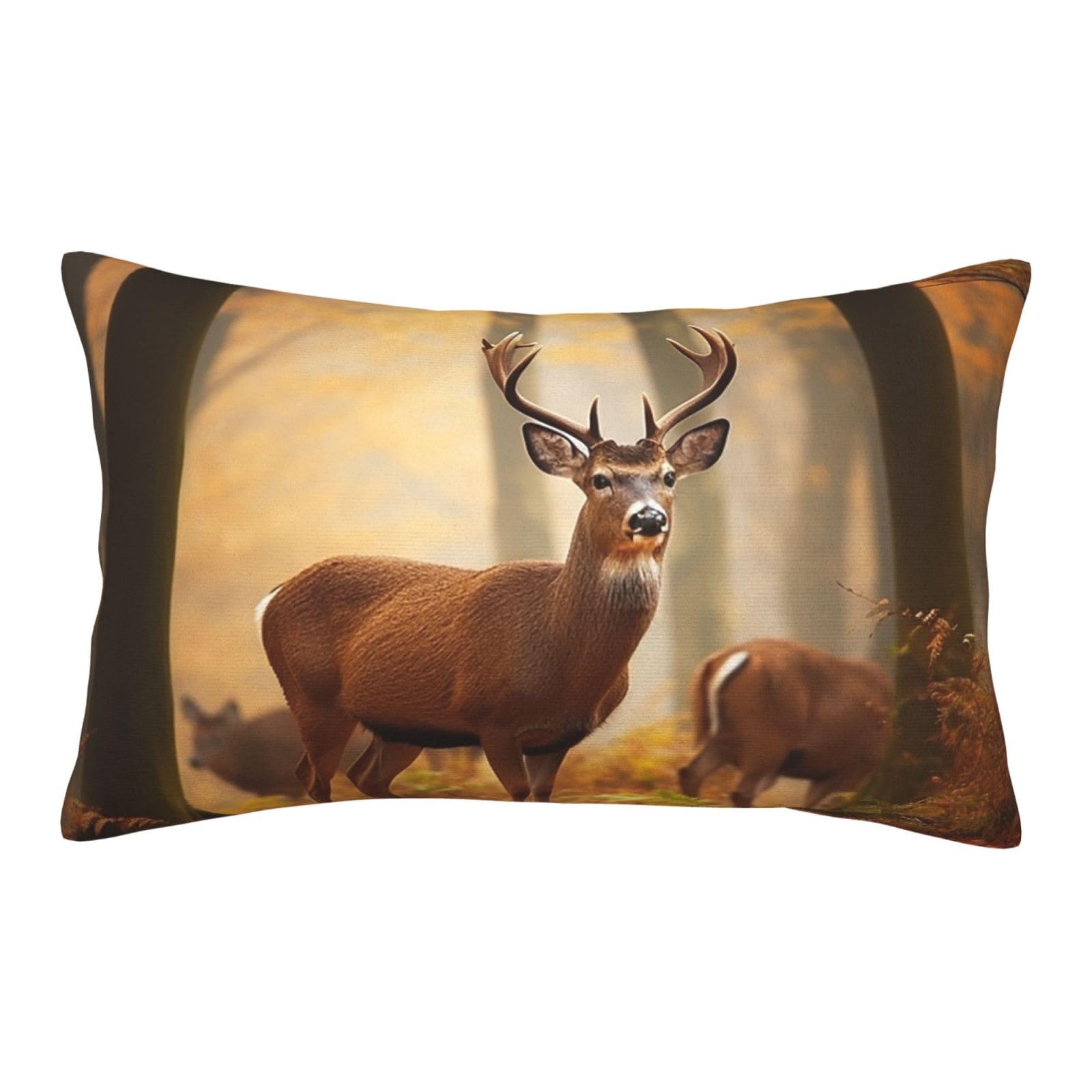 Velvet Pillowcases 20"x30" Ultra Soft Breathable Pillow Cases, Luxury Fuzzy Throw Pillow Covers with Zipper, White Tail Deer Pillow Shams All Seasons Decorative Cushion Cases for Couch