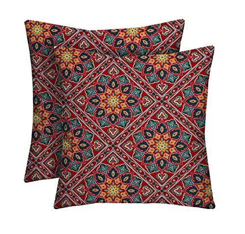 RSH DECOR: Square Throw Pillows Set of 2 | 20” x 20” | All-Weather Spun Fabric | Water and Fade-Resistant | Outdoor Accent Pillows for Patio Furniture | Medlo Sonoma