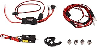 VGEBY RC Brushed Motor ESC Kit, 30A RC Brushed ESC Kit with 050 50T Brushed Motor 2 White 2 Red LED Headlights