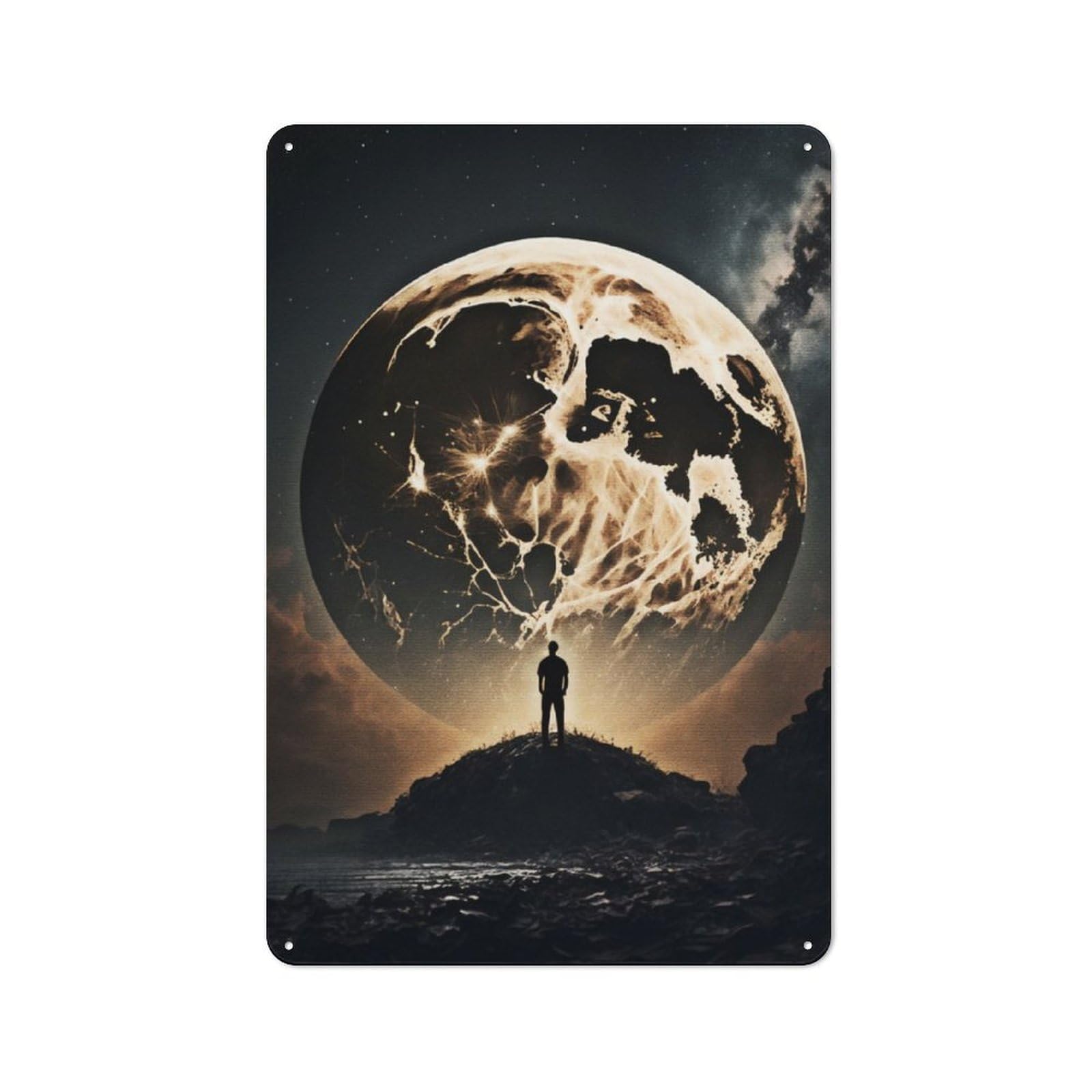 Junmoney The Great Moon Reach Vintage Tin Sign 30X20cm With For Dining Room Or Kitchen, For Dining Room Decor Fans