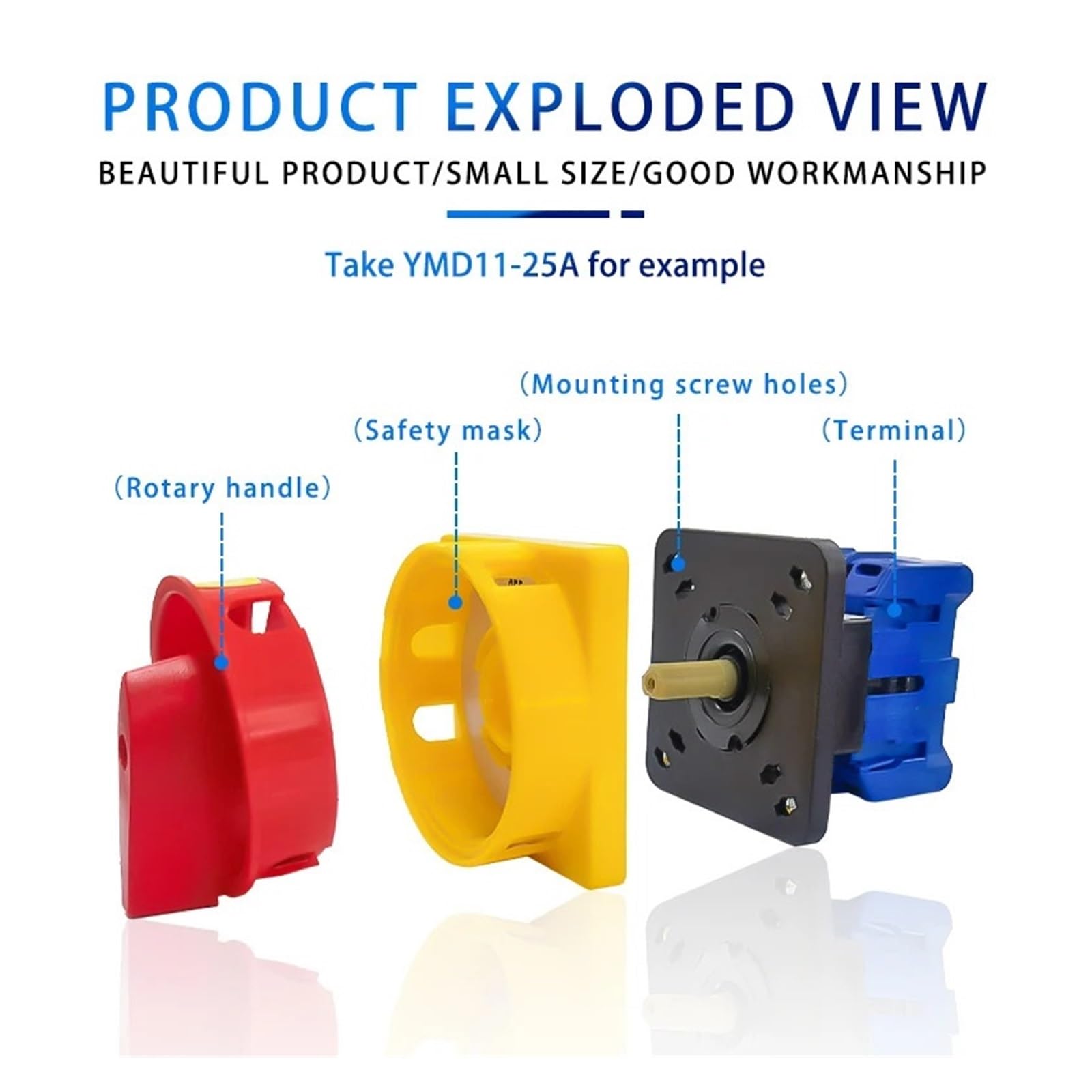 Wtukmo YMD11-25A 3P 690V Isolator Switch Padlock Disconnect Selector with ON-Off Panel Power Control Replace LW30